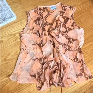 Tracy Reese Coral orange silk sleeveless top small